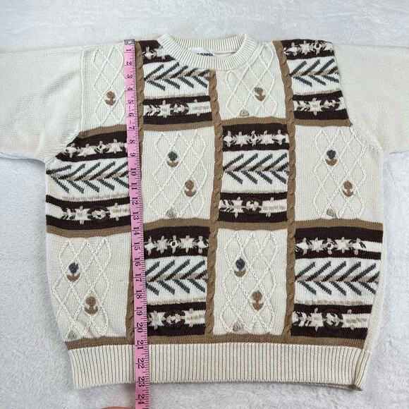 Alfred Dunner Vintage Fall Sweater Heavy Knit Women's size XL Off white Brown - Picture 5 of 8